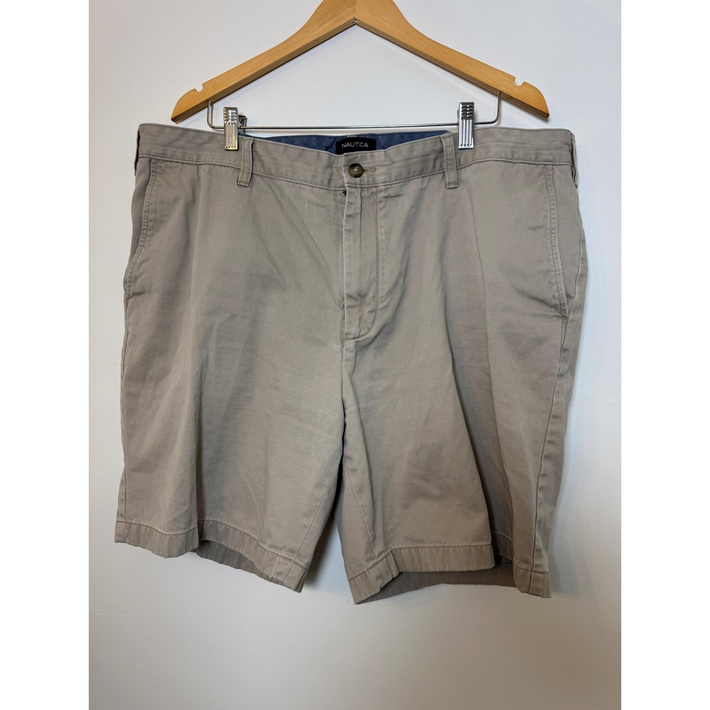 Nautica Mens The Deck Short‎ Khaki Tan Cotton Twill Chino Shorts Size 42W
